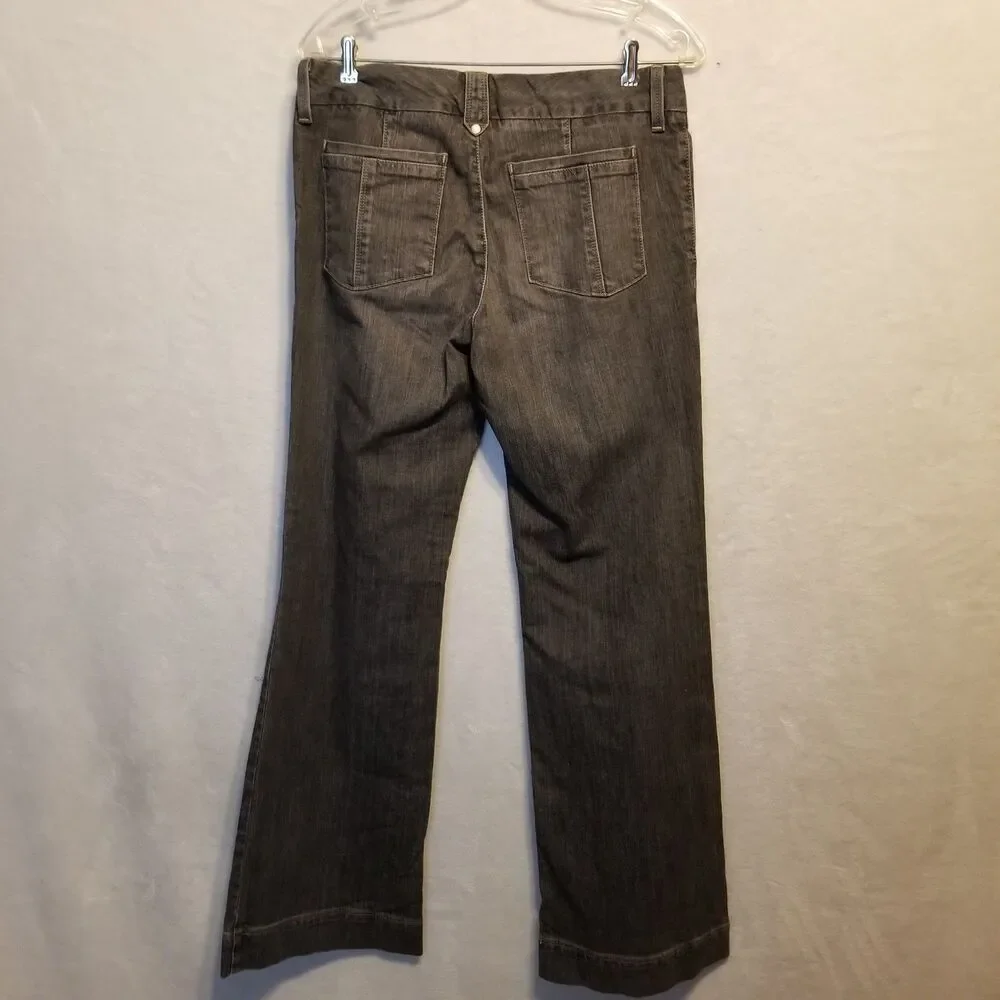 Eddie Bauer 6R Jeans Gray Wide Leg Trousers Classic Preppy Nautical Coastal